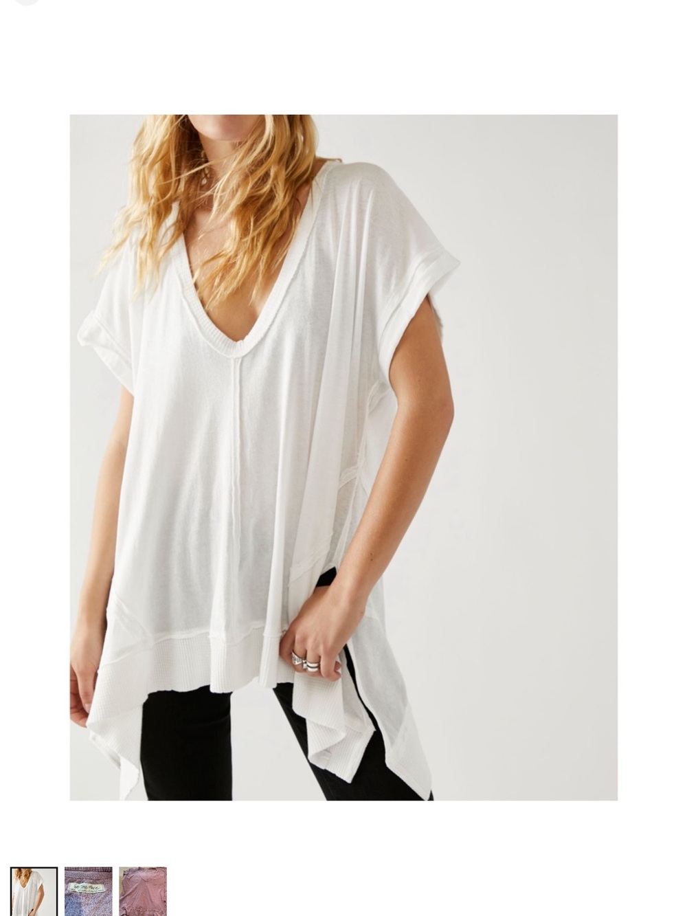 We The Free White V-Neck Flow Tunic Top